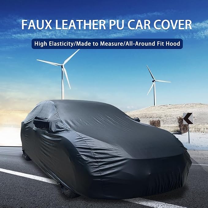 PU Leather Car Cover Waterproof All Weather, Waterproof Car Cover Fit - Image 2