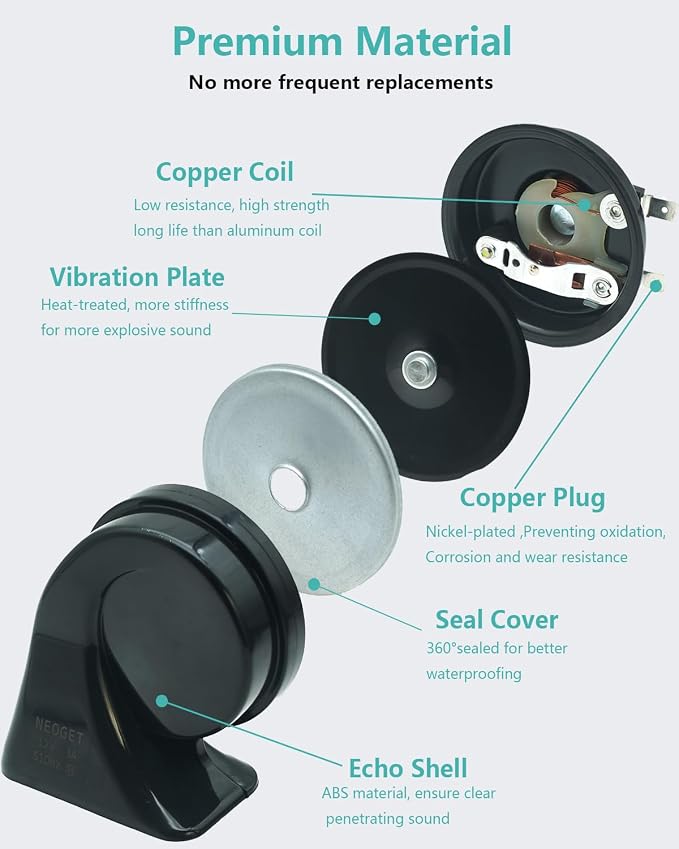 Car Horn Kit for Audi/Volkswagen, 12V Loud Waterproof Auto Horn, High Low Dual - Image 5