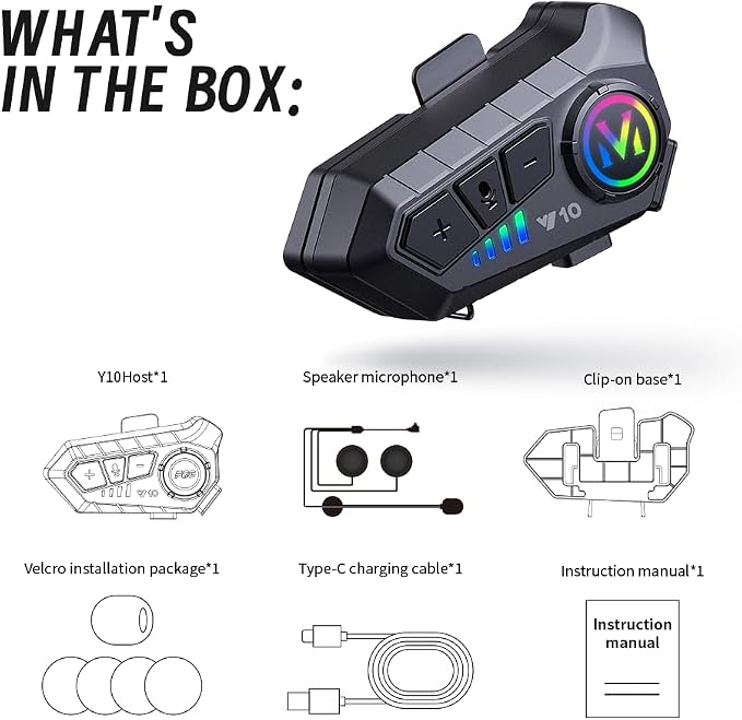 Motorcycle Helmet Bluetooth Headset, Outdoor Wireless Bluetooth 5.3 Headphone - Image 7