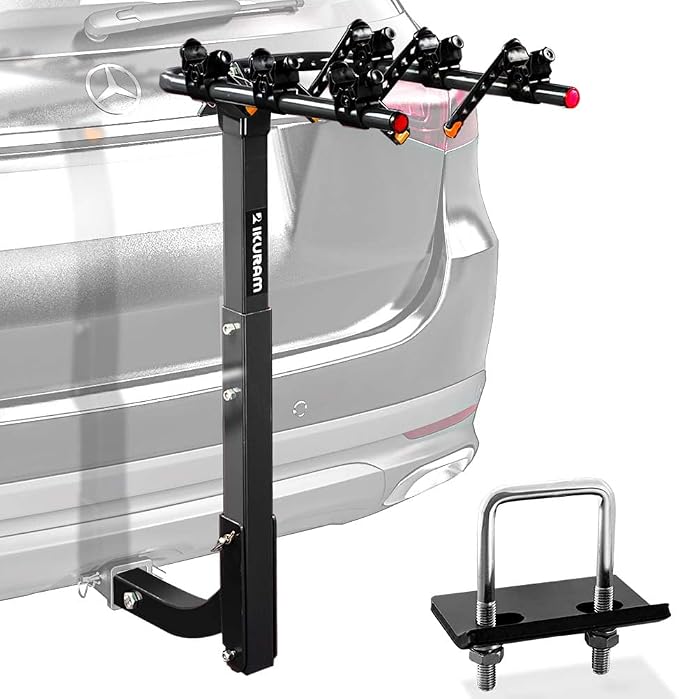 3 Bike Rack Bicycle Carrier Racks Hitch Mount Double Foldable Rack by IKURAMR