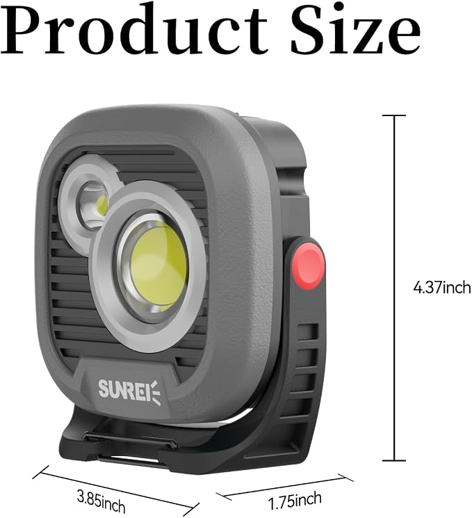 LED Rechargeable Magnetic Work Light SUNREI Mechanic Light Power Bank 180° - Image 2