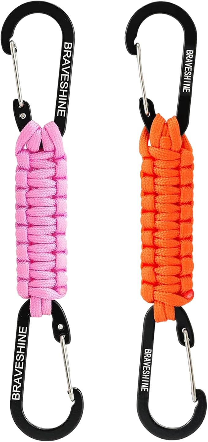 BRAVESHINE Paracord Keychain Carabiner Clip, D Ring Lanyard Hanger Stroller Hook by BRAVESHINE