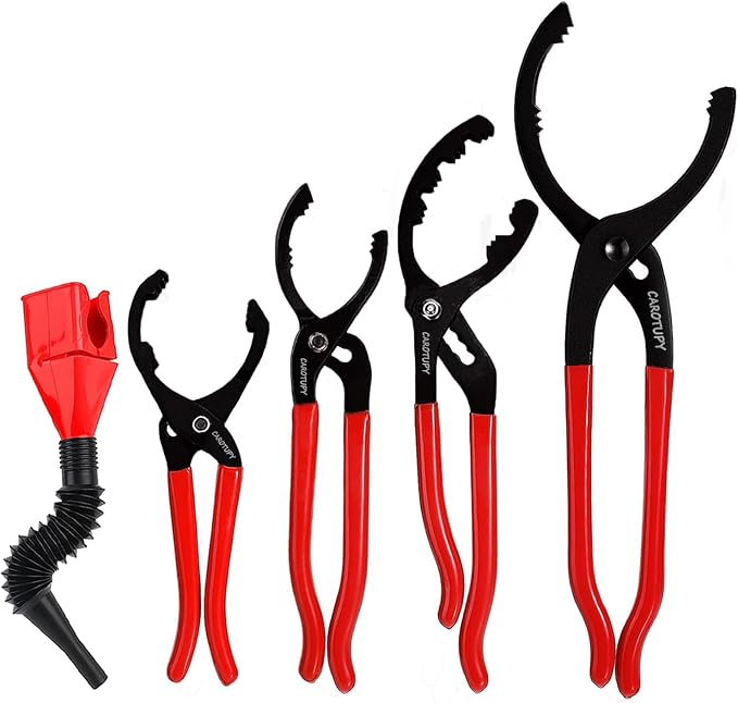 5Pcs Adjustable Oil Filter Pliers Set, Universal Oil Filter Removal Tool by CAROTUPY