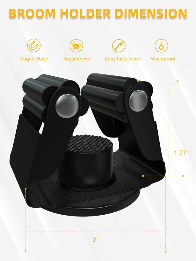 Magnetic Broom Holder for Refrigerator, No Drilling Magnetic Broom Holder Black - Image 2