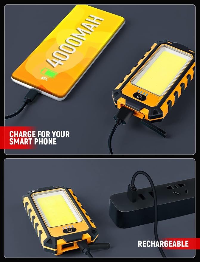 LED Rechargeable Magnetic Work Light 40W 1500Lumens, Hanging Hook 4 Lighting - Image 6