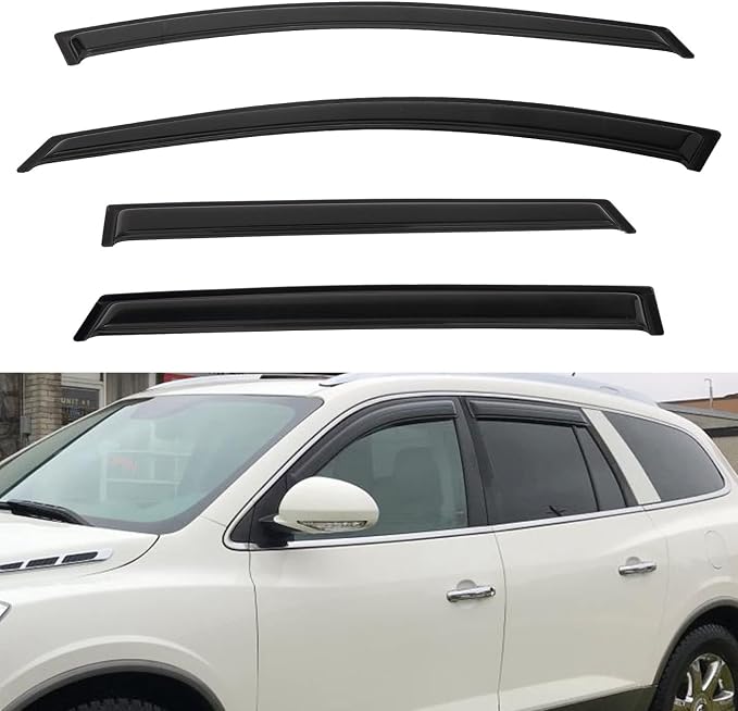 4pcs Front+Rear Smoke Tint Sun/Rain Guard Outside Mount Tape-On Vent Window by LQQDP