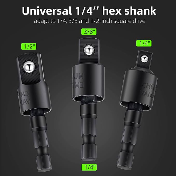 105 Degree Right Angle Drill Adapter Set, 1/4-1/2 Inch Socket Adapters - Image 7