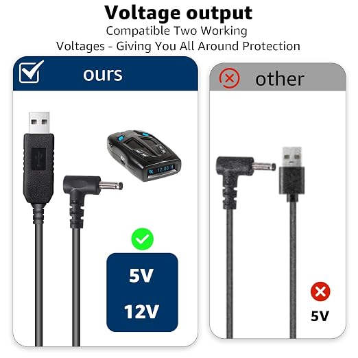 USB to DC3.5 Plug Radar Detector Power Cable, USB 5V-12V Power Cable Compatible - Image 3