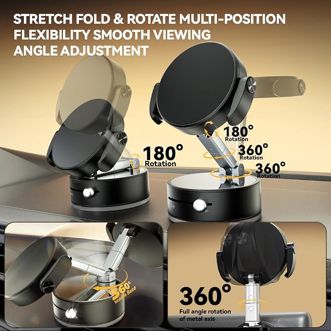 2025 Upgraded Foldable 2-in-1 Clip & Vacuum Magnetic Suction Car Phone Holder - Image 6