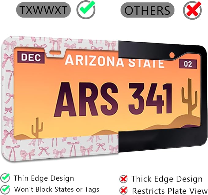 License Plate Frame for Pink Bow Stainless Steel License Plate Frames Holder - Image 5