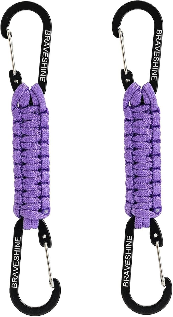 BRAVESHINE Paracord Keychain Carabiner Clip, D Ring Lanyard Hanger Stroller Hook by BRAVESHINE