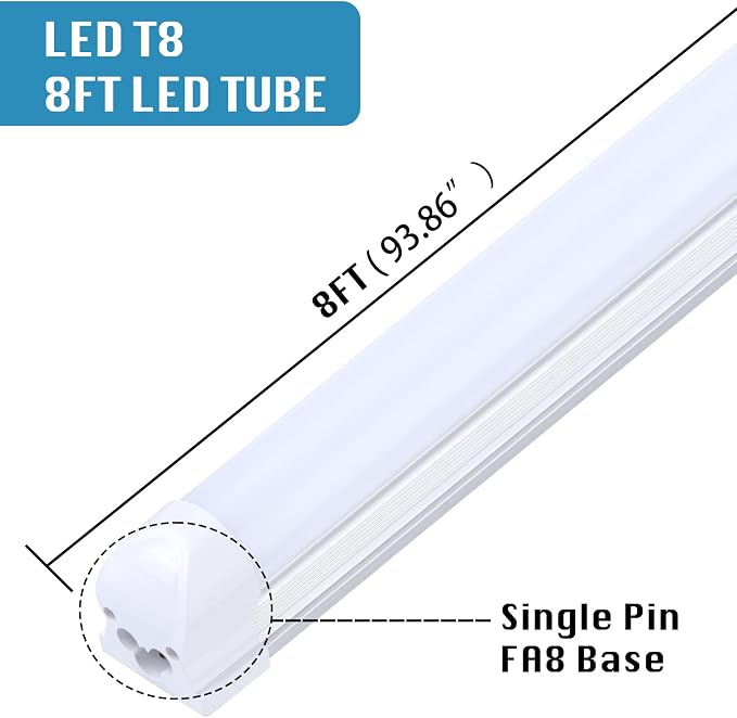 12 Pack, Led Shop Lights, 8FT Led Shop Light, 100W 6000K 15000LM Clear White - Image 3