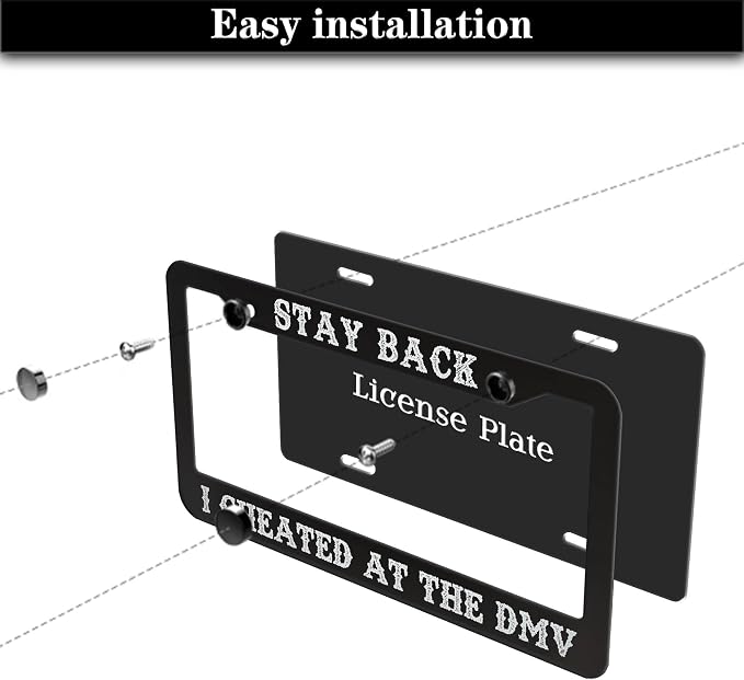 License Plate Frames Black and White License Plate Frame Holder Stay Back I - Image 7
