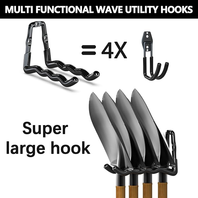 3-H Heavy Duty Garage Hooks 4 Pack, One-Piece Construction Garage Wall Hooks - Image 4