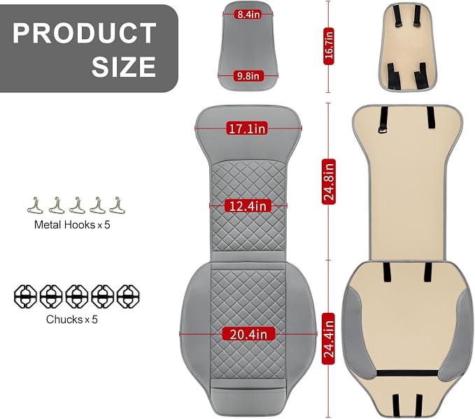 2 Pack Leather Front Seat Covers, Universal Sideless Car Seat Protectors - Image 2
