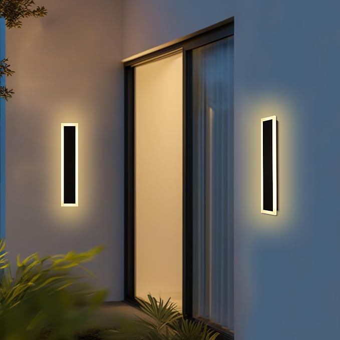 2 Pack LED Outdoor Long Wall Lights, 24 inch Outdoor Linear Light by QueeuQLighting