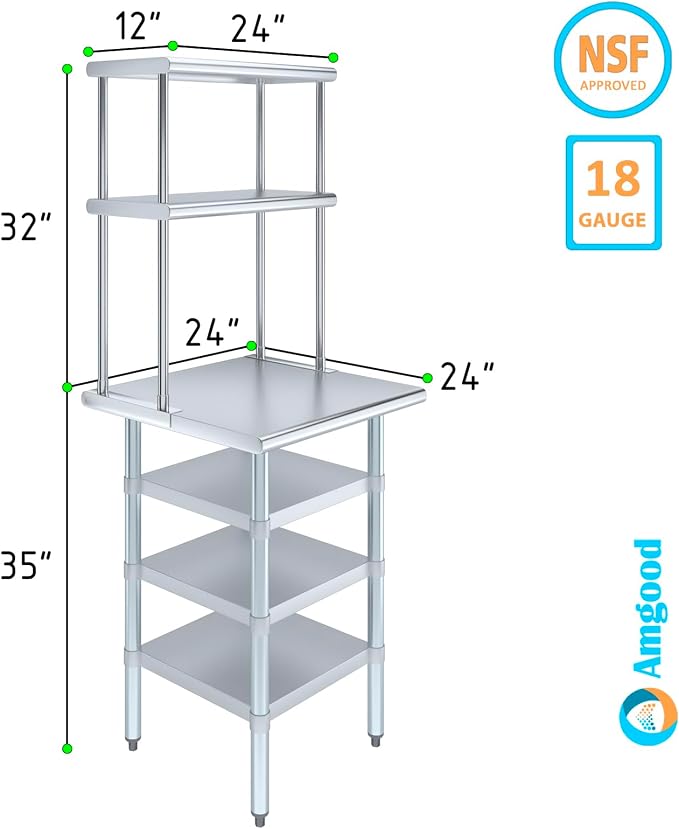 Amgood 24" x 24" Stainless Steel Work Table - Image 3