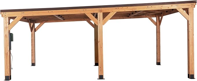 Backyard Discovery Kingsport 20' x 12' Cedar Wood Outdoor Carport Garage - Image 2