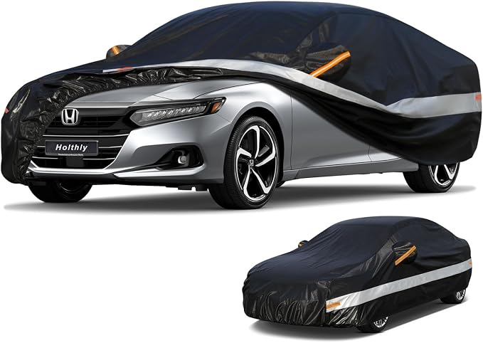 10 Layers Car Cover Custom Fit for Honda Accord, Waterproof All Weather for by Holthly