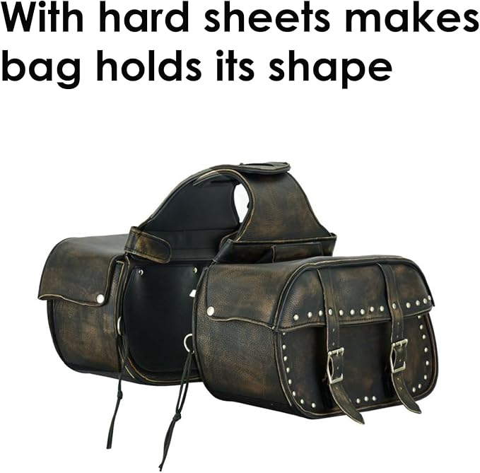 GARGOYLE BELLS Motorcycle Saddle Bags Leather Motorcycle Luggage Bag - Image 3