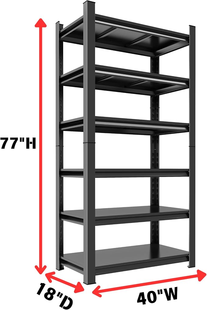 Metal Garage Shelving Unit, Heavy Duty 6-Tier Adjustable Storage Rack, Steel - Image 2
