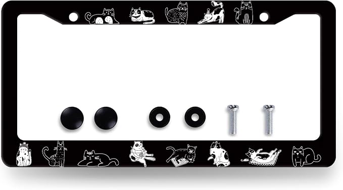 Cats License Plate Frame Cute Animal Cat License Plate Holder Stainless Steel by RNKATIH