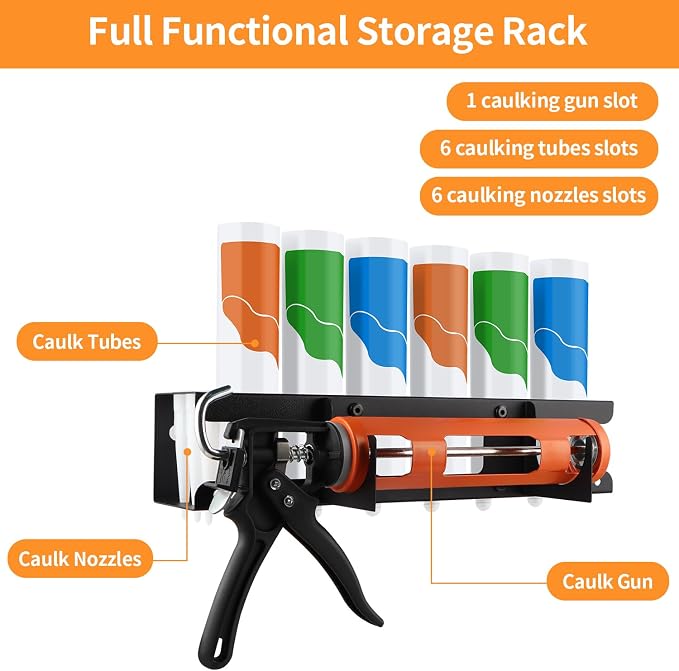 Caulking Gun Holder, Metal Caulk Tube Storage Rack, Wall Mount Caulking Tools - Image 5