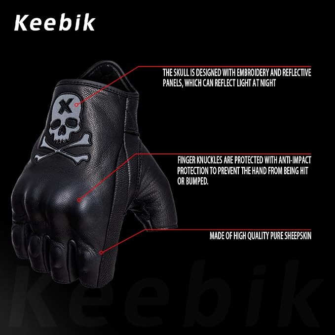 Goatskin Leather Motorcycle Motorbike Powersports Racing Gloves Reflective - Image 2