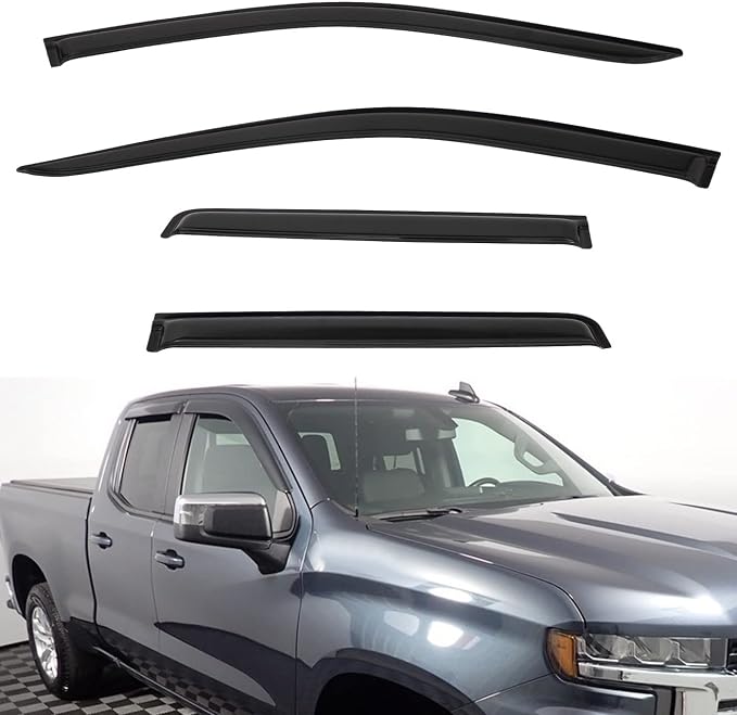 4pcs Front+Rear Smoke Tint Sun/Rain Guard Outside Mount Tape-On Vent Window by LQQDP