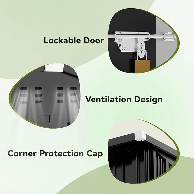 COMHOMA Shed Outdoor Storage Shed Metal, Lockable Doors Tool Sheds - Image 3