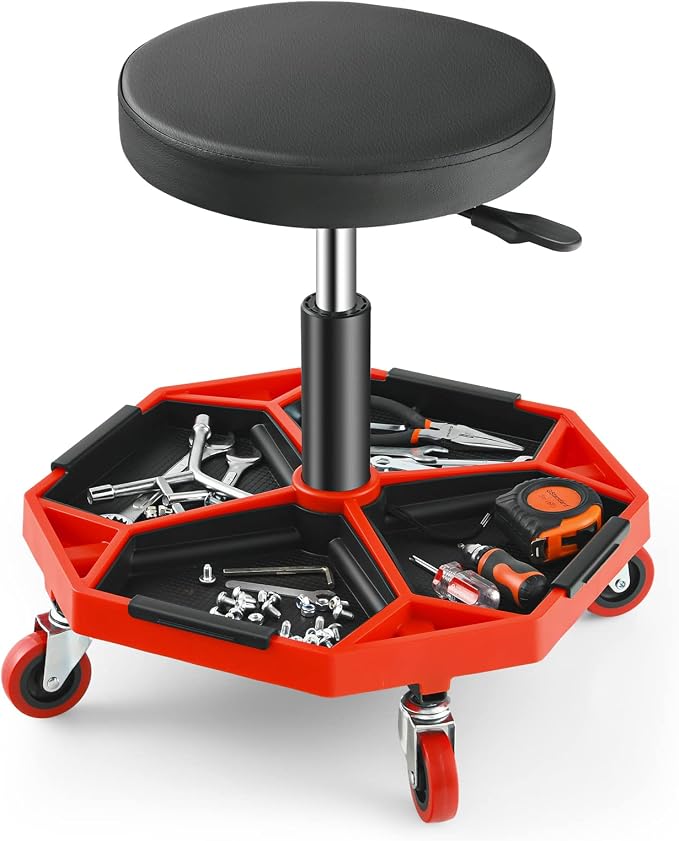 Adjustable Mechanic Rolling Stool, Pneumatic Rolling Stool by TOOLSEMPRE