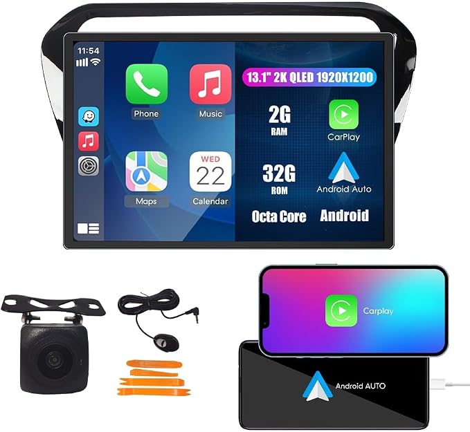 Kunfine Car CarPlay Android Auto Navigation Stereo GPS Radio Camera Display by KUNFINE
