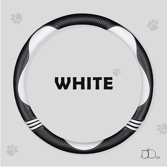 Car Steering Wheel Covers for Women Padded Carbon Fiber PU Leather Cute Auto - Image 3