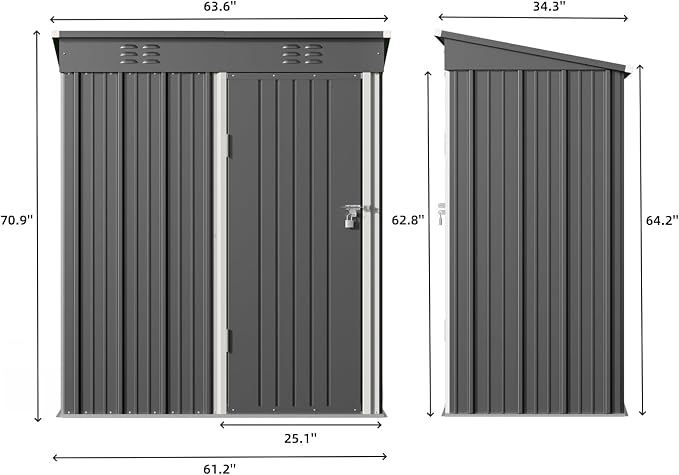 Bealife 5' x 3' Outdoor Storage Shed Clearance, Metal Outdoor Storage Cabinet - Image 8