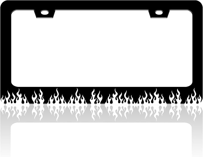 Black and White Flame License Plate Frame Fire License Plate Holder by TINALUIN