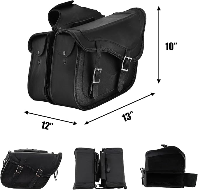 GARGOYLE BELLS Motorcycle Saddle Bags Genuine Leather Motorcycle Luggage Bag - Image 5