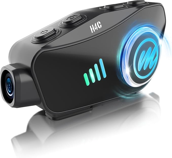 Motorcycle Helmet Headset with Camera, Moman H4C with 【1080P Camera】120° Wide by Moman
