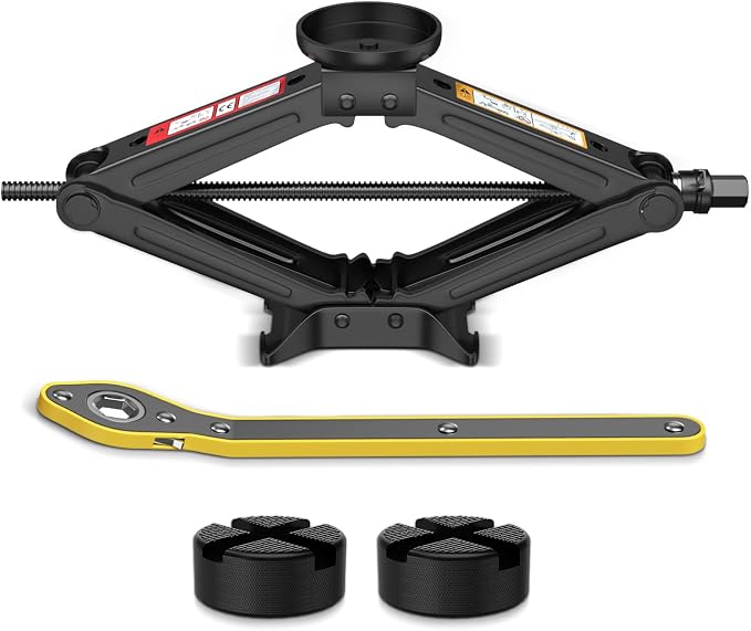 Portable Car Scissor Jack 2 Ton, Rubber Top Car Lift Jack by IMAYCC