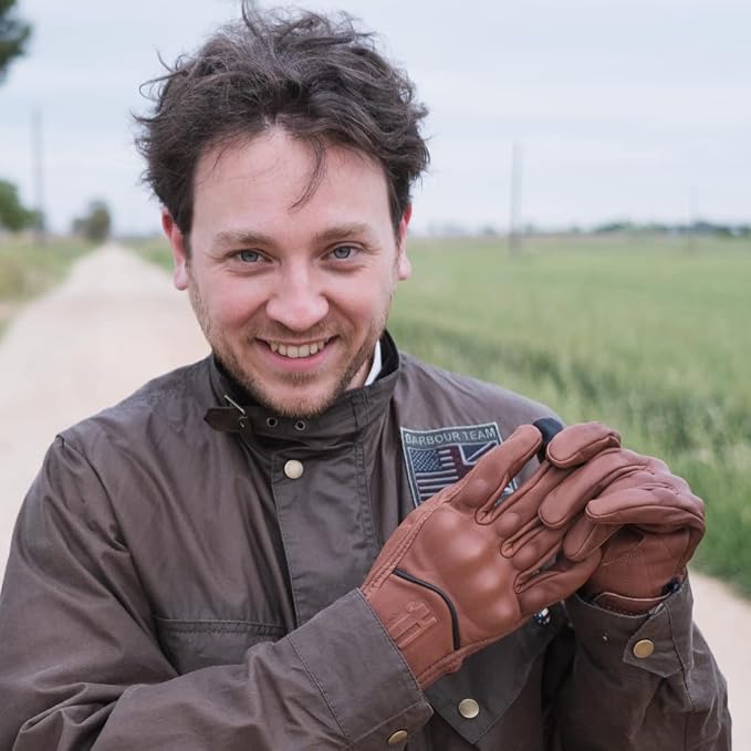 Harssidanzar Leather Motorcycle Gloves - Image 5