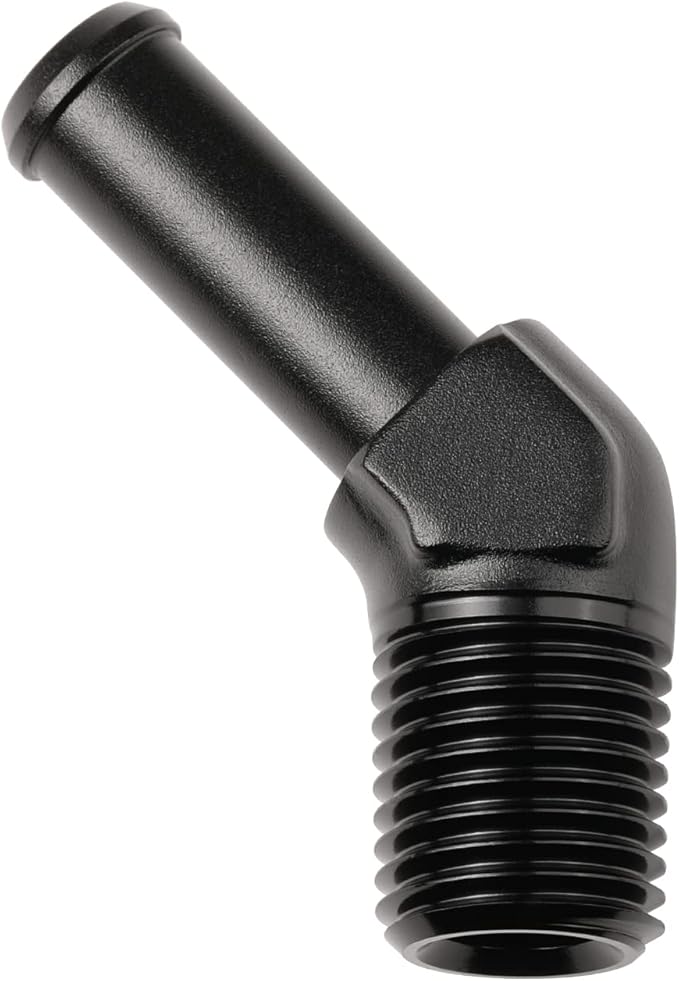 1/4 NPT Male to 3/8" Hose Barb Fitting Adapter 45 Degree Elbow Aluminum Black by Podavelle