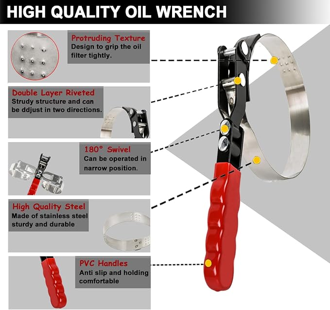 Extra Small Oil Filter Wrench, Swivel Oil Filter Removal Tool, Universal Filter - Image 3