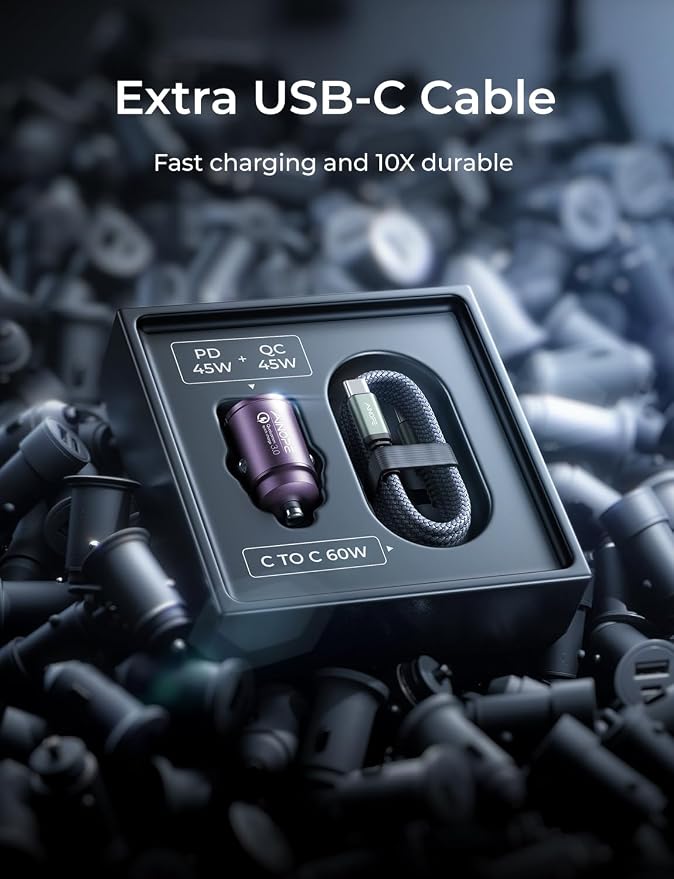 AINOPE 90W Super Fast Car Charger, Invisible USB C 45W Car Charger Fast - Image 6