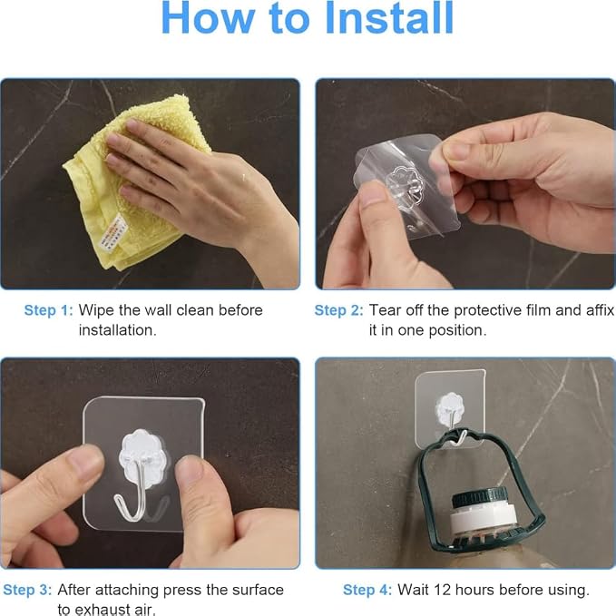 24 Pack Adhesive Hooks for Hanging - Image 3