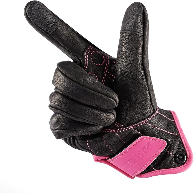Harssidanzar Women's Motorcycle Gloves, Leather Motorcycle Gloves, Motorbike - Image 6