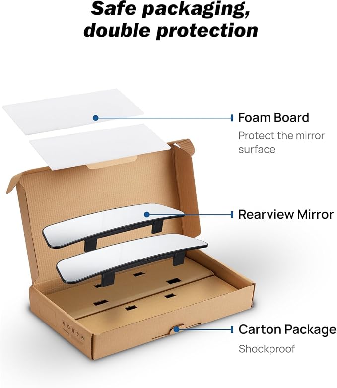JOYTUTUS Rearview Mirror, 2 pack 12 Inch Panoramic Interior Clip-on Wide Angle - Image 5
