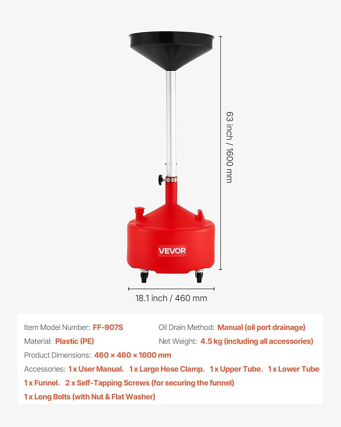 VEVOR 8 Gallon Waste Oil Drain Tank, Industrial Fluid Drain Tank - Image 7