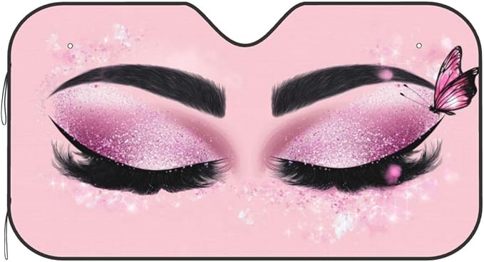 Hello Eyelashes Car Sun Shade Windshield Sunshade Foldable Front Window Shield - Image 9