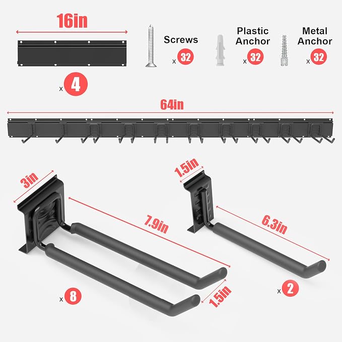Wall-Mounted Garage Tool Organizer: 64 Inch Heavy-Duty Garden Rack & Wall - Image 2