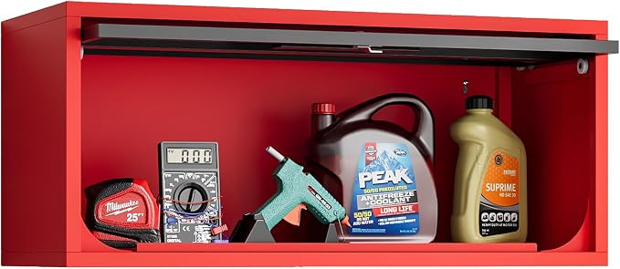 Metal Storage Cabinet Black&Red Wall Cabinets by Fesbos