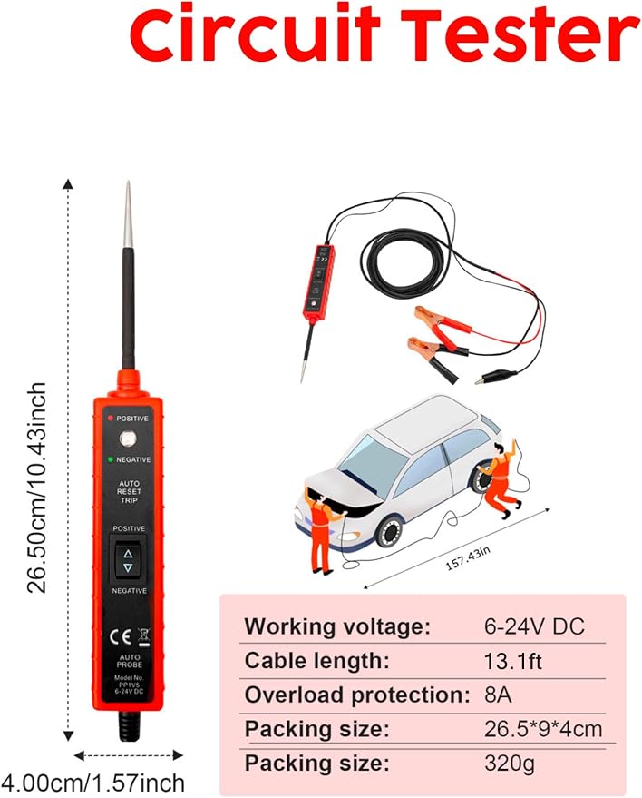 Power Circuit Probe Tester, 6-24V DC Circuit Tester, Test Light Automotive - Image 2